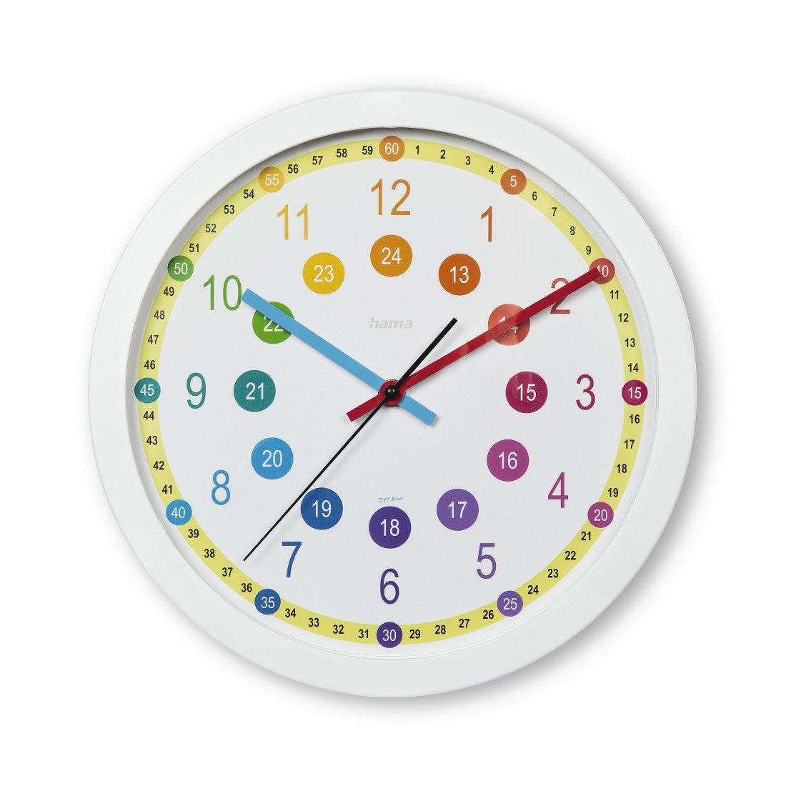 Hama Wanduhr – Analog, lautlos, Ø 30 cm, mehrfarbig, Kunststoff