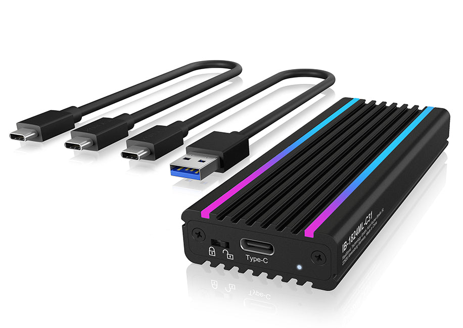 ICY BOX IB-1824ML-C31 – 1-Bay M.2-SSD-Gehäuse – NVMe PCIe 3.0, USB 3.2 Gen 2 (10 Gbit/s)
