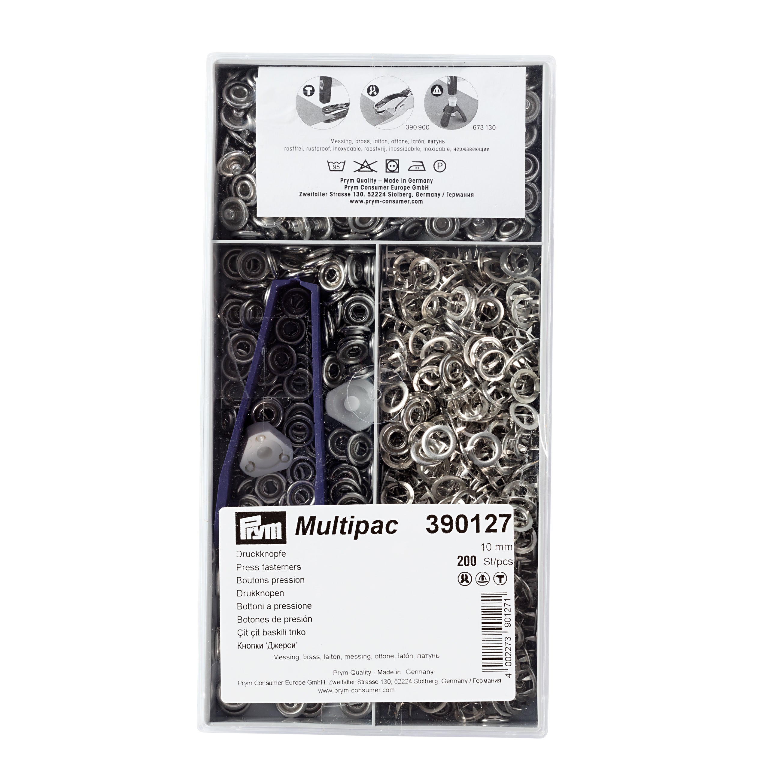 Prym Jersey-Ring-Druckknöpfe, 10 mm, Metall, Silber, 200 Stk.