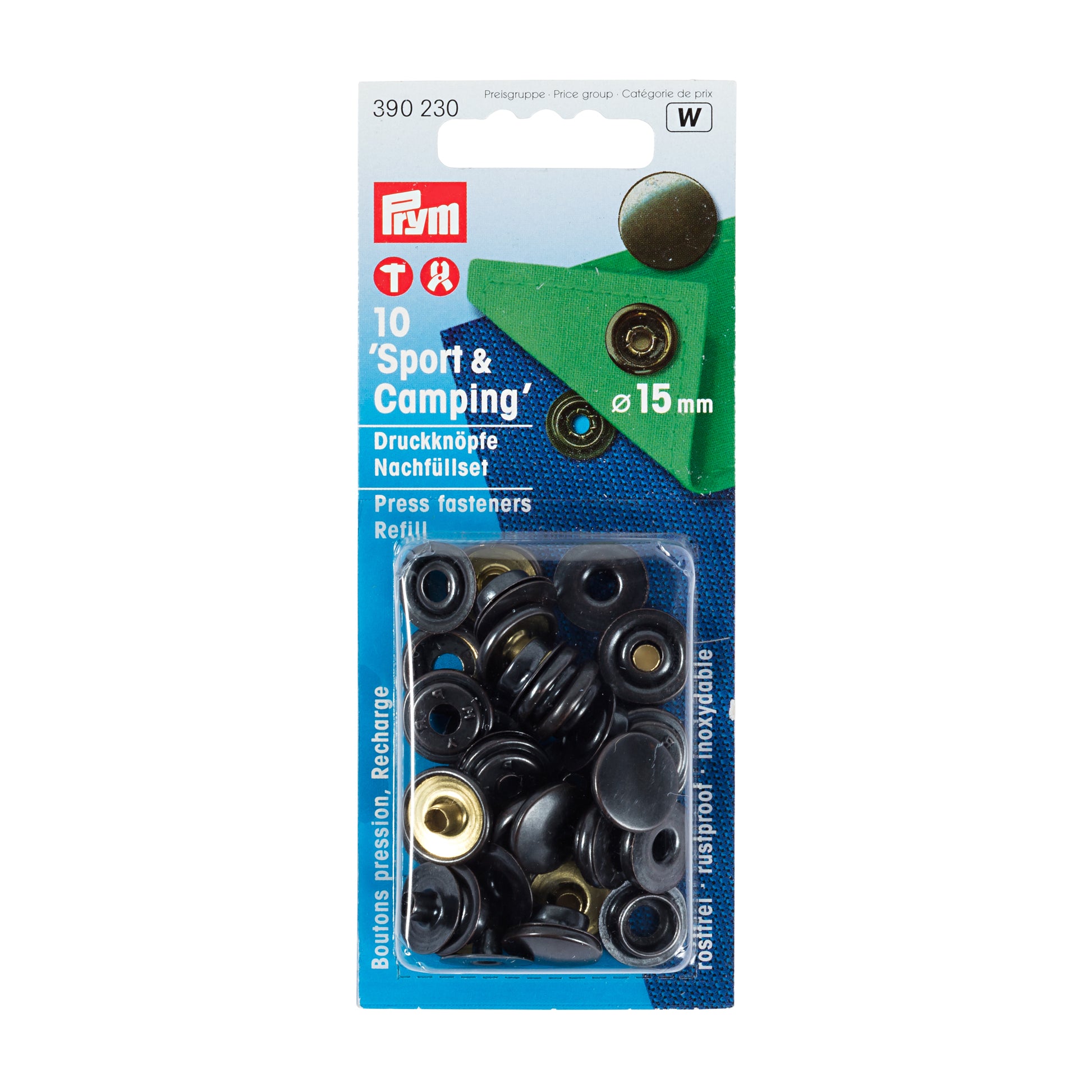 Prym Ösen Ø 15 mm – Metall, brüniert, schwarz, 10 Stück