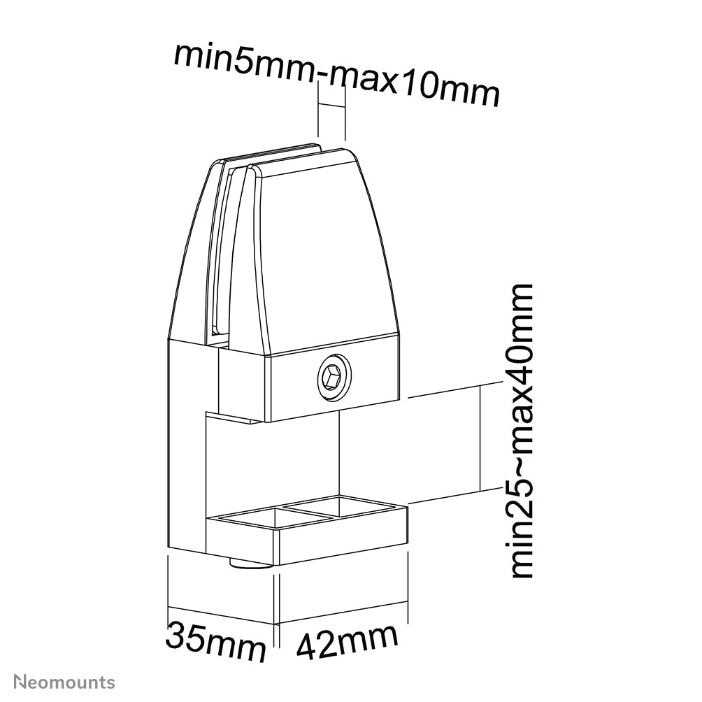 Neomounts Klemmen-Set – weiss, für Tischplatten 25–40 mm, 2er-Set