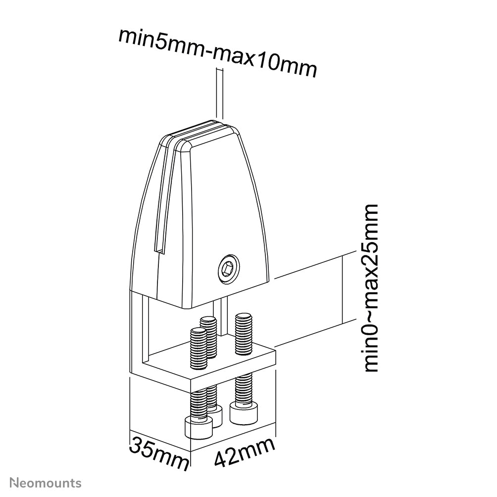 Neomounts Klemmen-Set – schwarz, für Tischplatten 8–25 mm, 2er-Set