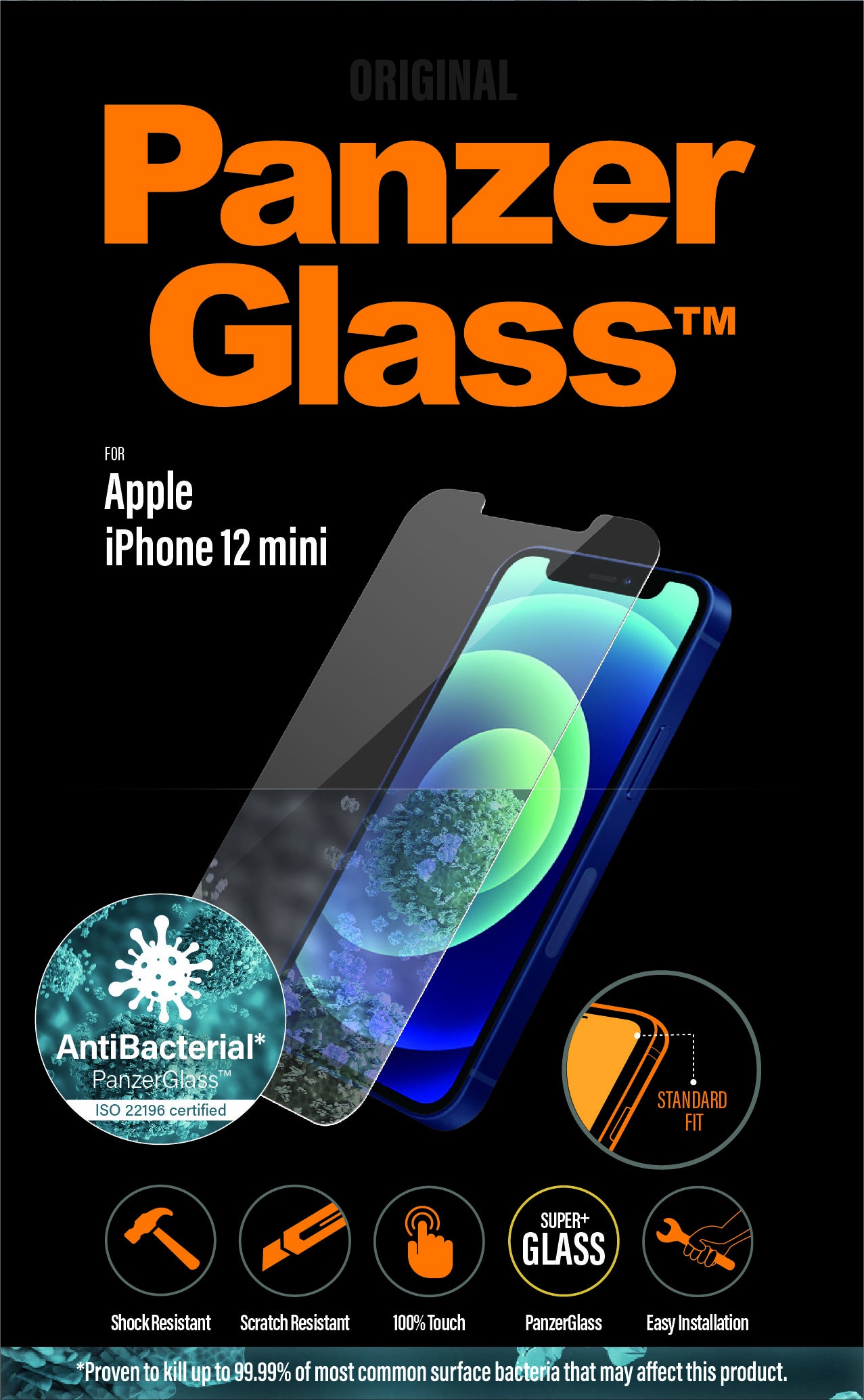 PanzerGlass Displayschutzglas – für Apple iPhone 12 mini, Hartglas, Transparent