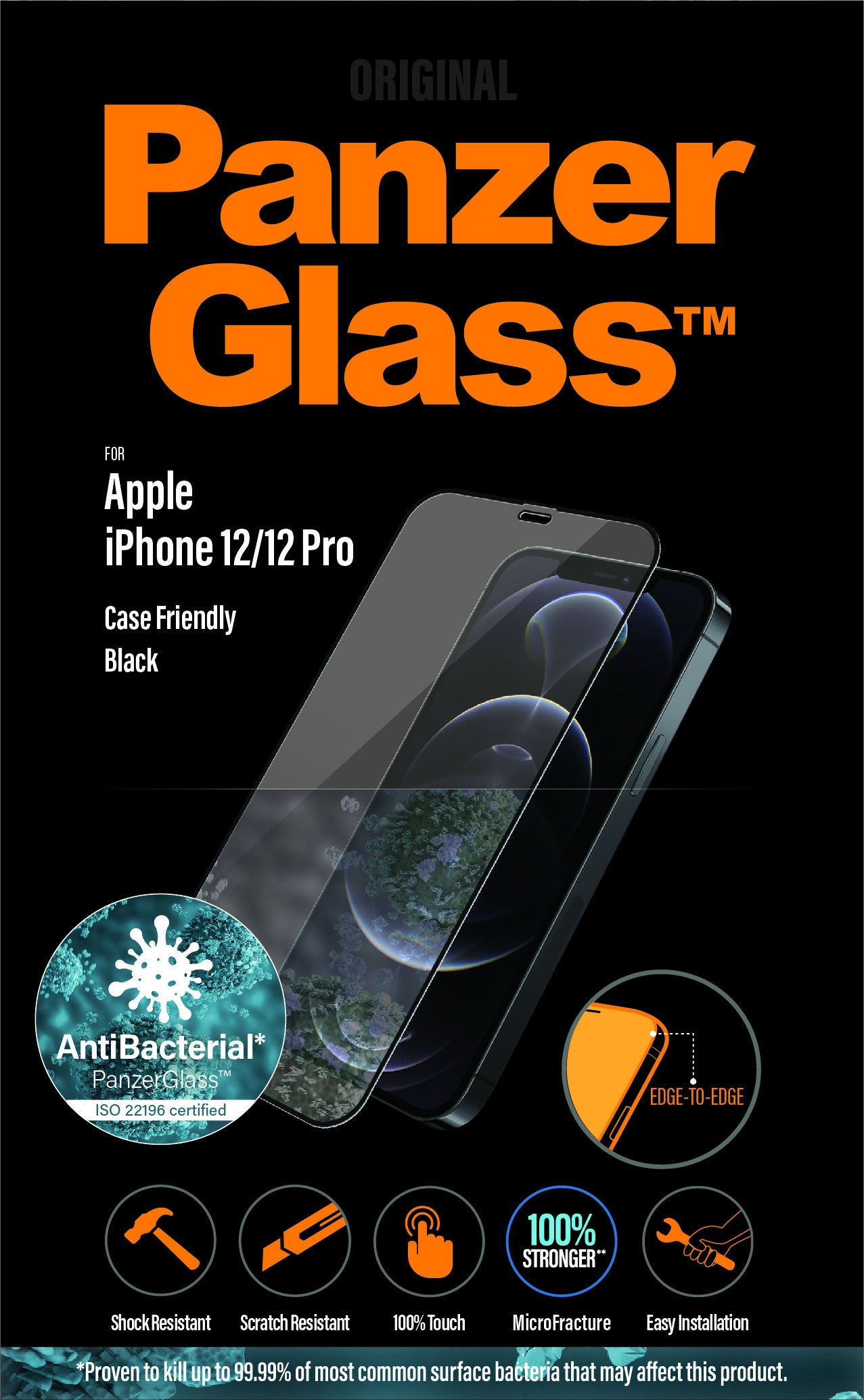 PanzerGlass Displayschutzglas – für Apple iPhone 12/12 Pro, Hartglas, Transparent – 1er-Pack