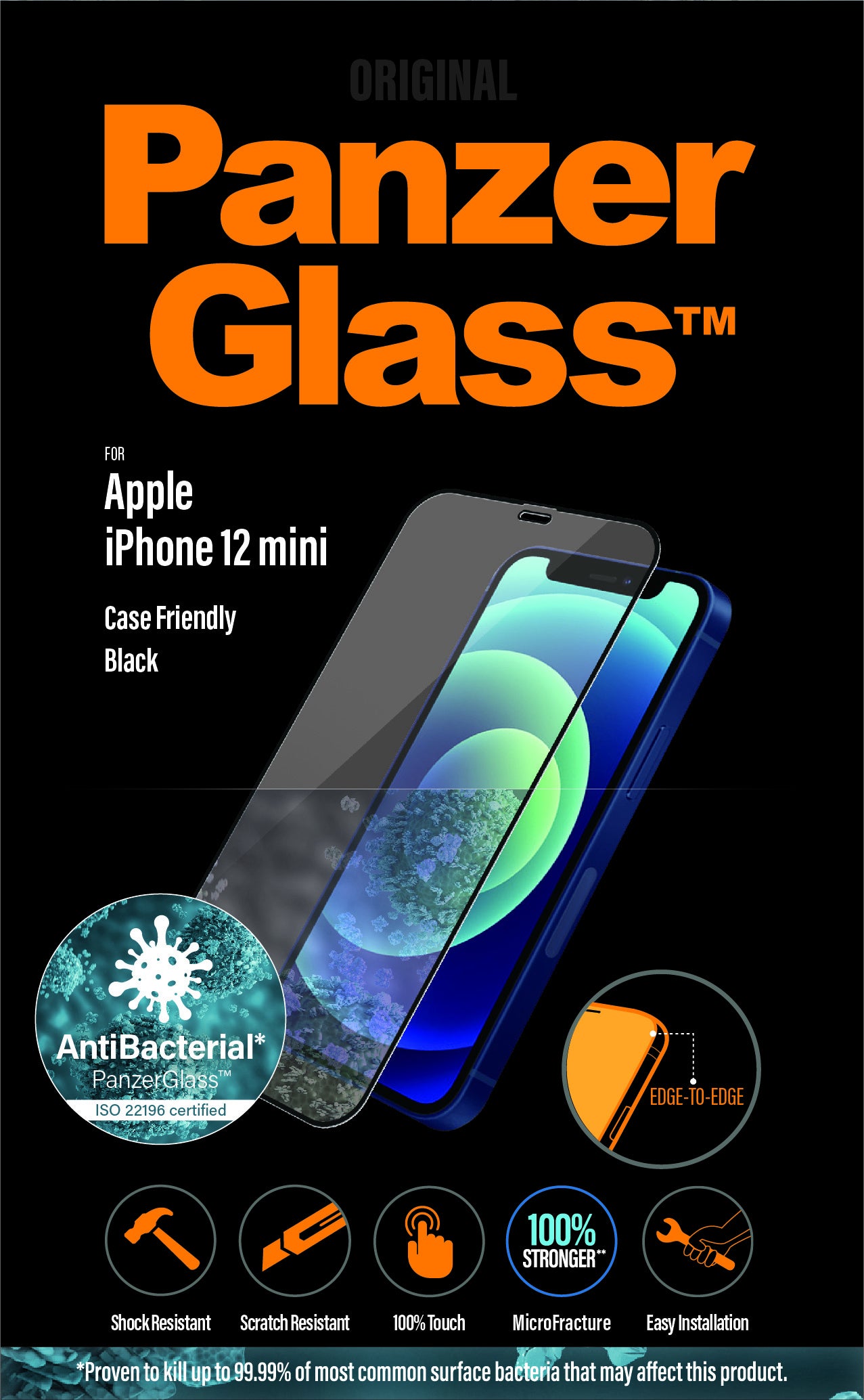 PanzerGlass Displayschutz (Panzerglas), Edge-to-Edge – für iPhone 12 Mini