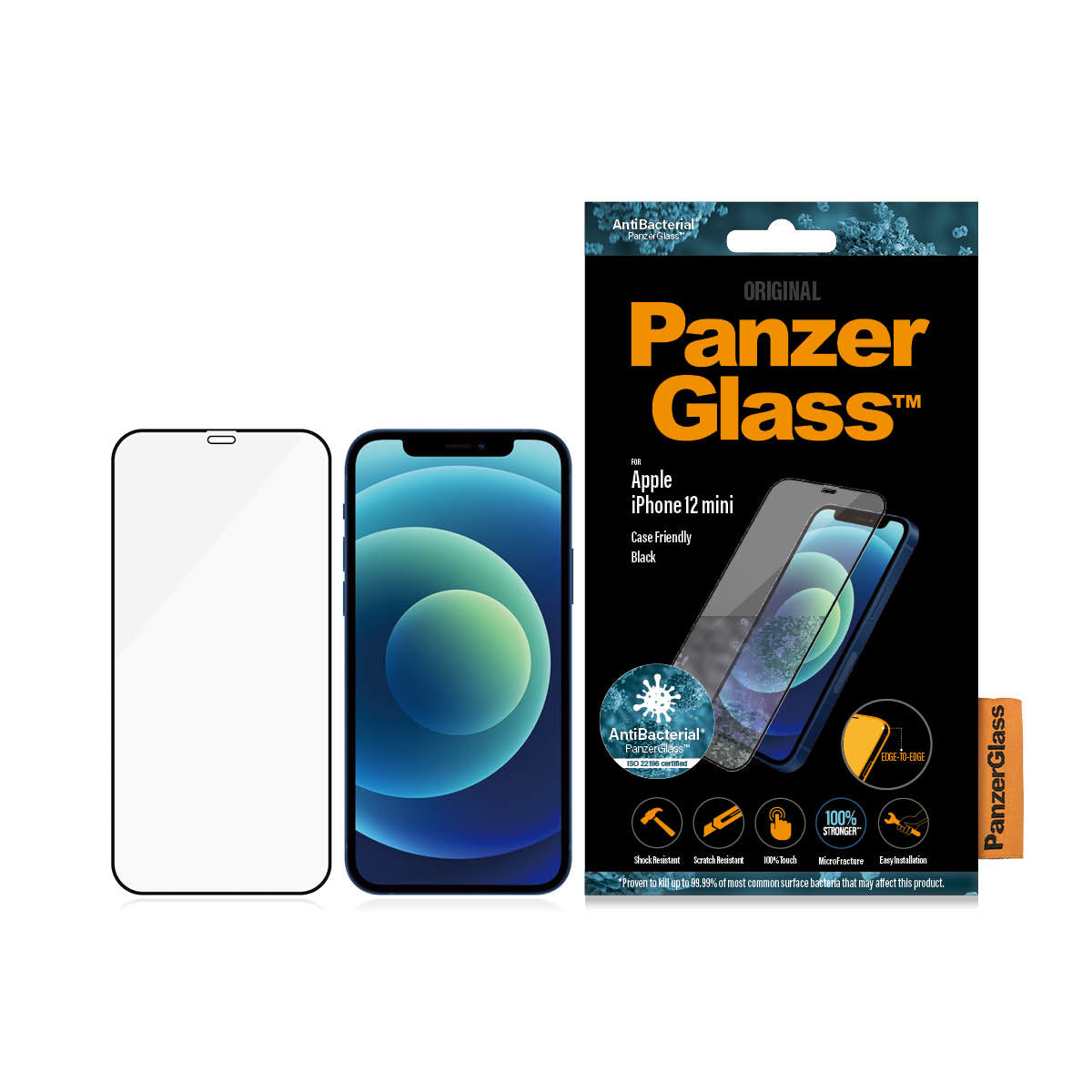 PanzerGlass Displayschutz (Panzerglas), Edge-to-Edge – für iPhone 12 Mini