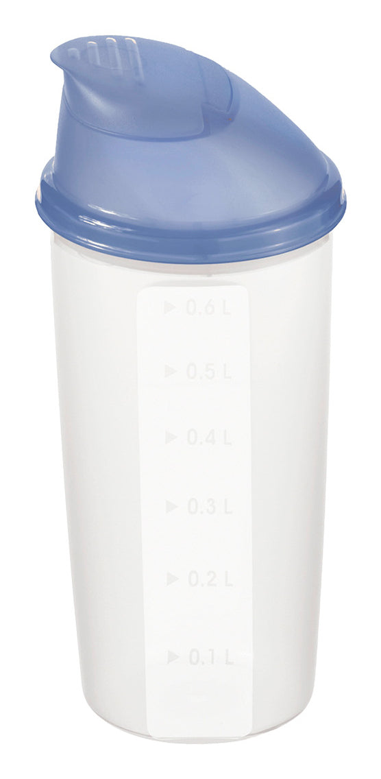 Rotho Shaker 600 ml, Ø 9,5 × 20,5 cm, Polypropylen (PP), blau/transparent, BPA-frei