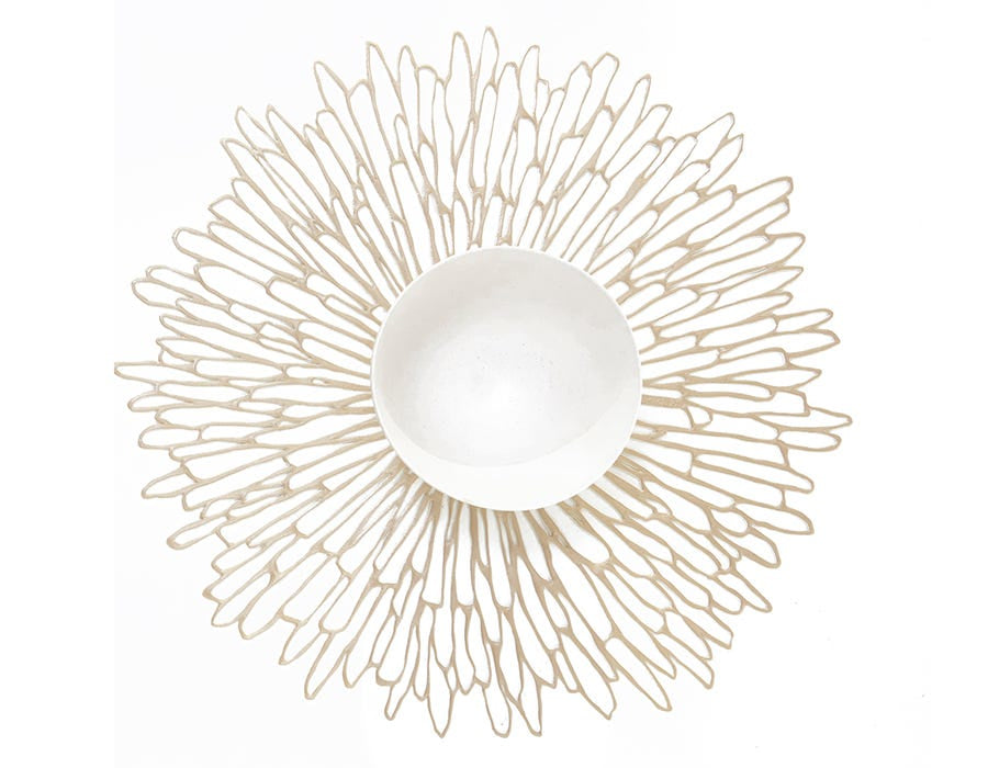 Chilewich Tischset Bloom – rund, Vinyl, Champagner, Ø40 cm