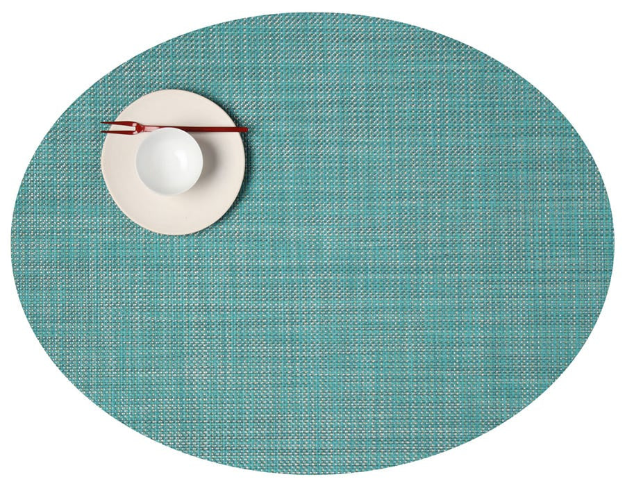 Chilewich Tischset – oval, PVC, türkis, 49 × 36 cm