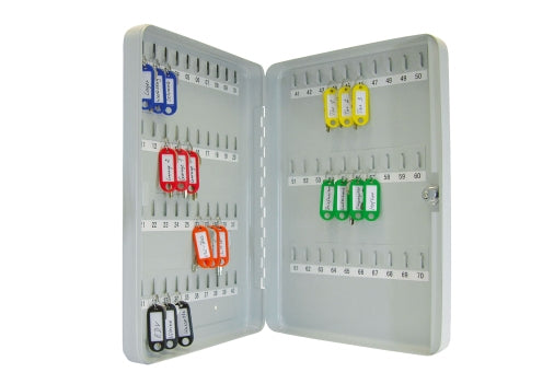 Wedo 102 56537X – Schlüsselschrank für 70 Schlüssel, Zylinderschloss, Stahlblech, Grau