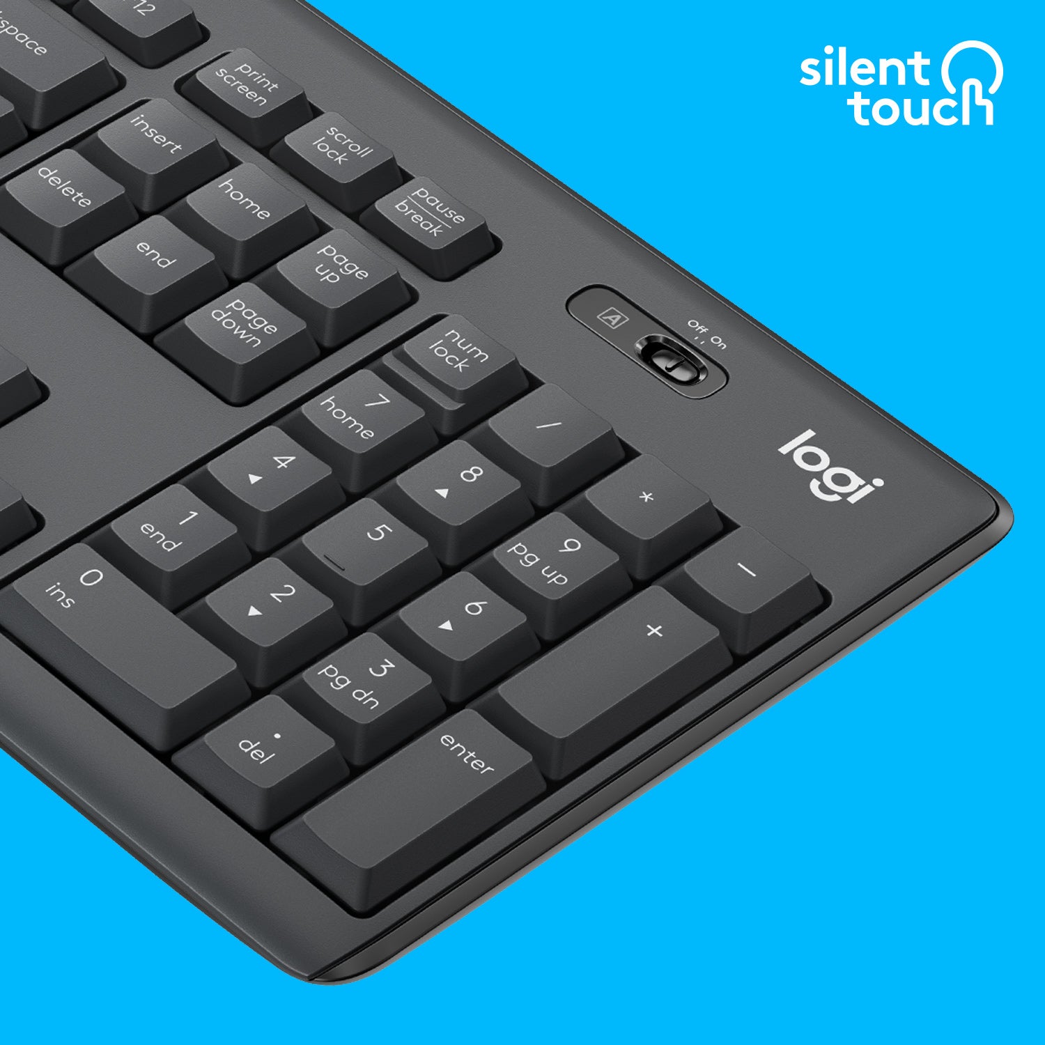 Logitech MK295 – Tastatur, kabellos (2,4 GHz), US-Layout (EN), Fullsize (mit Ziffernblock), Membran, Graphit