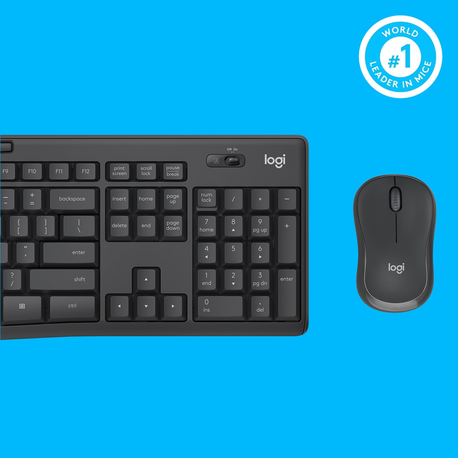 Logitech MK295 – Tastatur, kabellos (2,4 GHz), US-Layout (EN), Fullsize (mit Ziffernblock), Membran, Graphit