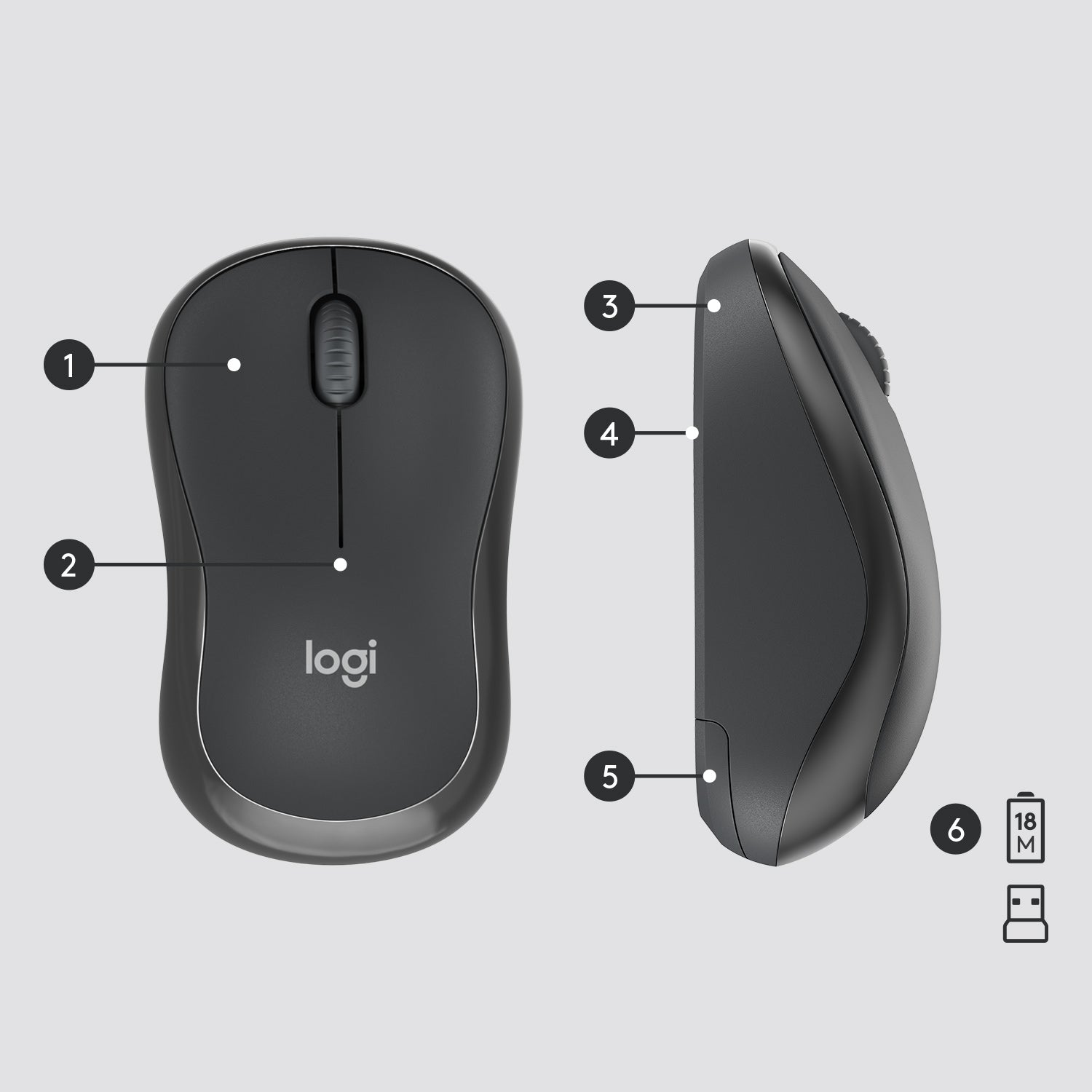 Logitech MK295 – Tastatur, kabellos (2,4 GHz), US-Layout (EN), Fullsize (mit Ziffernblock), Membran, Graphit