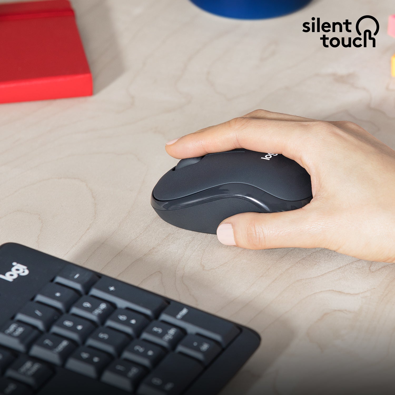 Logitech MK295 – Tastatur, kabellos (2,4 GHz), US-Layout (EN), Fullsize (mit Ziffernblock), Membran, Graphit