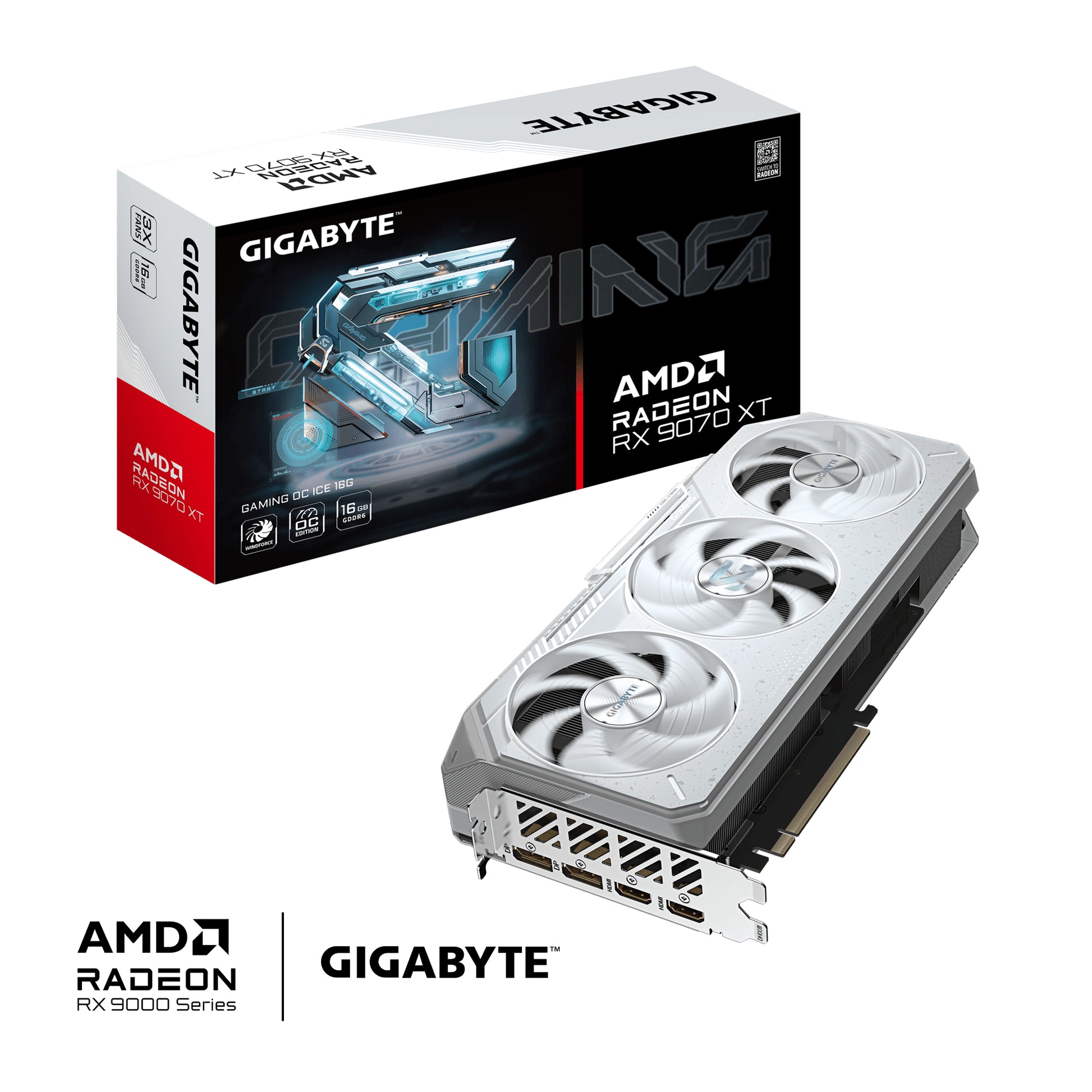 GIGABYTE Radeon RX 9070 XT 16G – Grafikkarte – 16 GB GDDR6, PCIe 5.0, 2×DP, 2×HDMI, 3×Lüfter