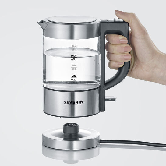 Severin Wasserkocher – 0,5 l, Glas/Edelstahl, WK3472