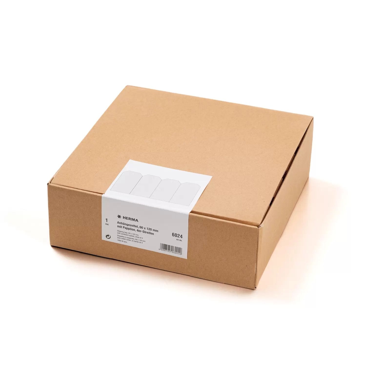 HERMA Anhängeetiketten – rechteckig 60 × 120 mm, Karton, braun, mit Pappöse, 1'000 Stk.