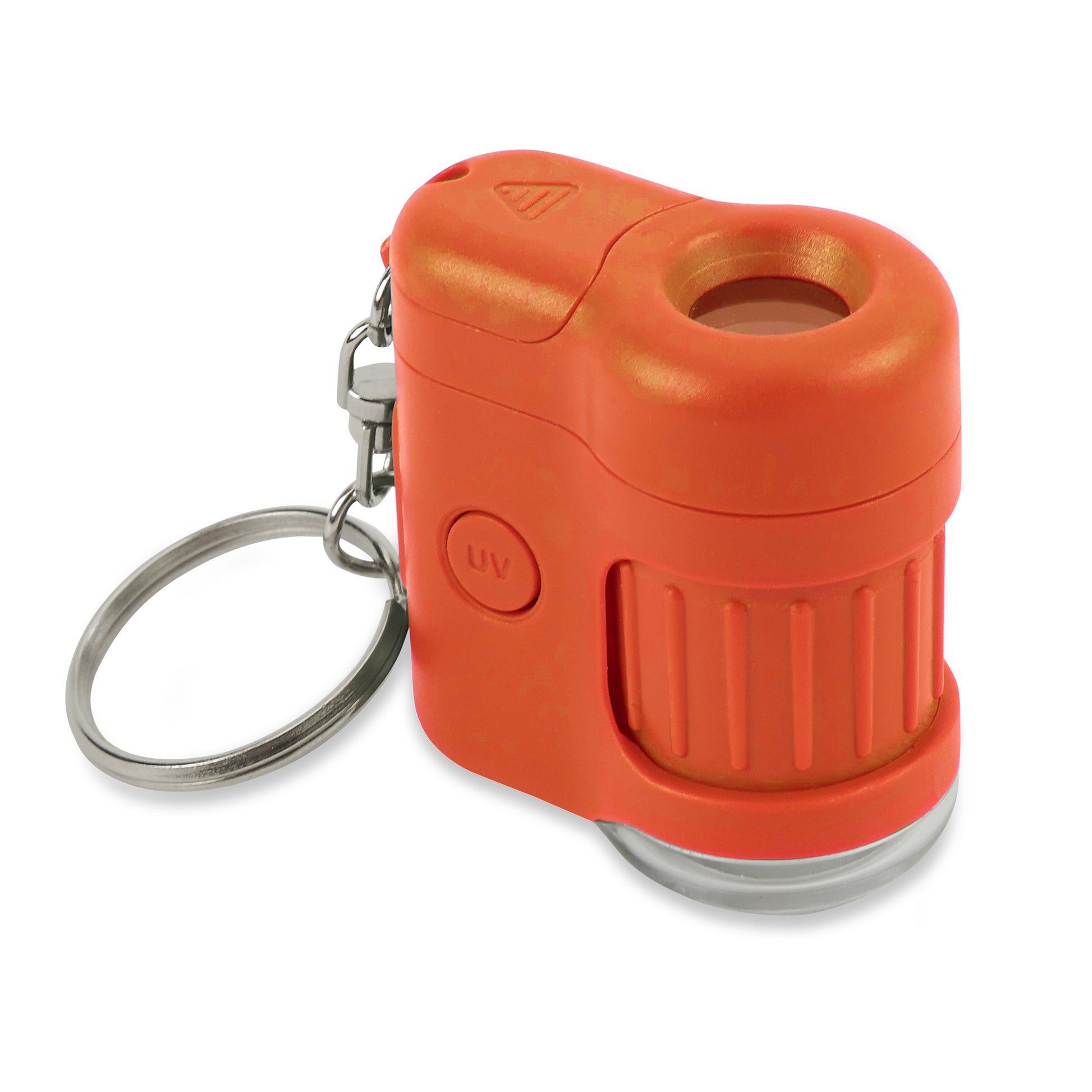 Carson MicroMini Taschenmikroskop – 20×, LED+UV, mit Schlüsselring, Orange