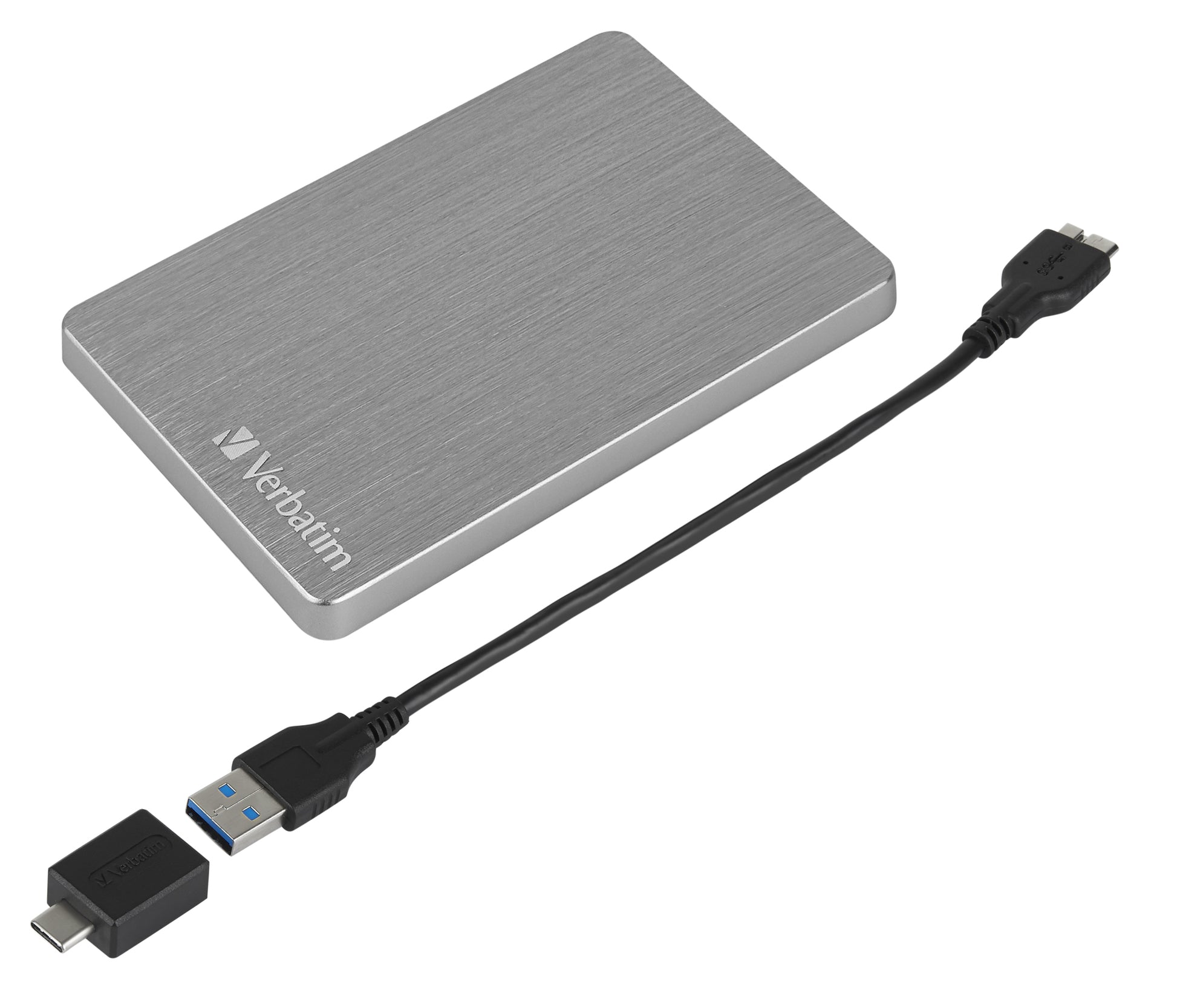 Verbatim Store'n'Go ALU Slim 2,5" – 1 TB, USB-C 3,2 Gen 1 (5 Gbit/s), Aluminium, für Windows und macOS