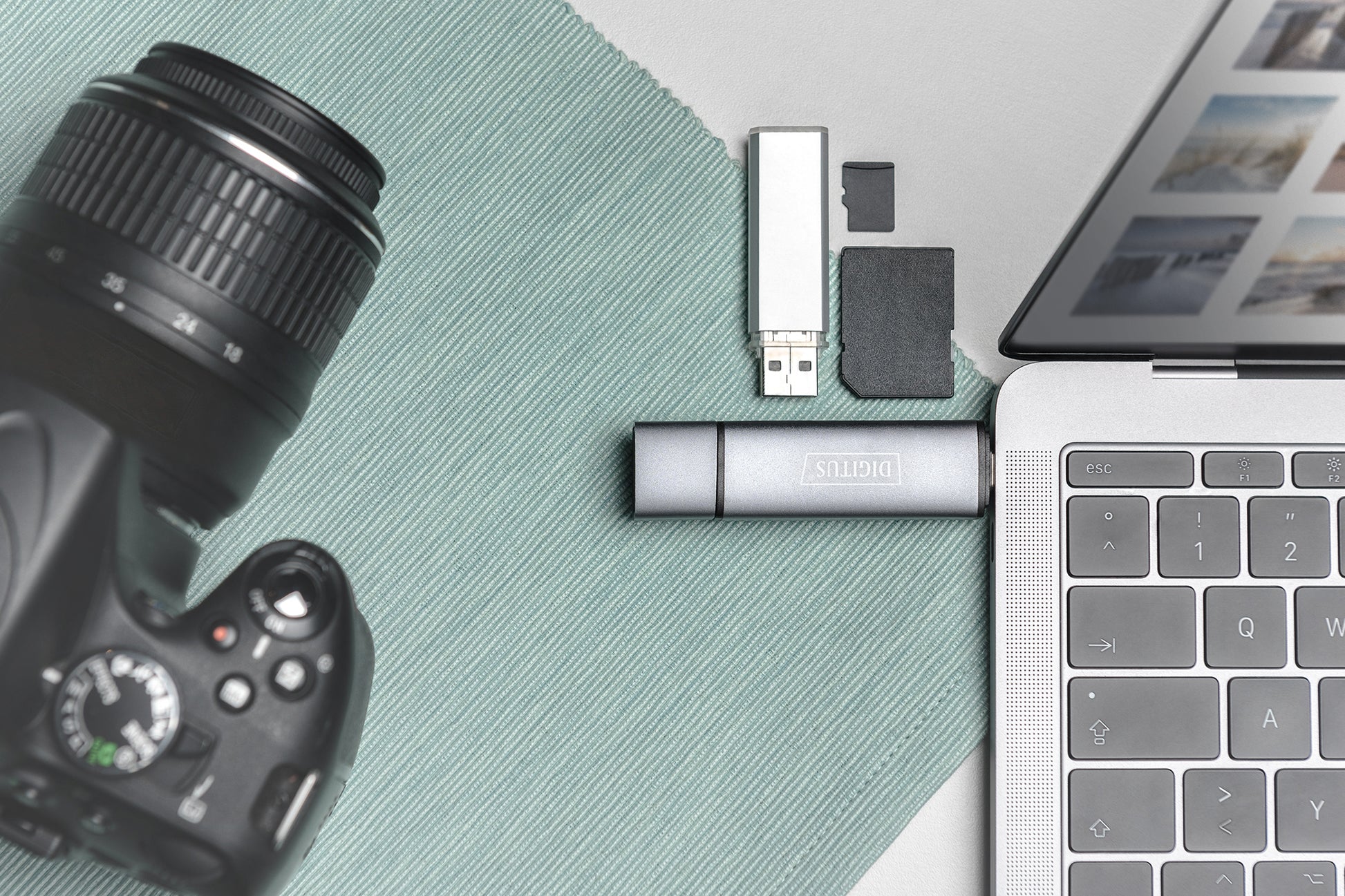 Digitus USB-Hub – USB-C, SD/microSD, für Windows/Mac/Android