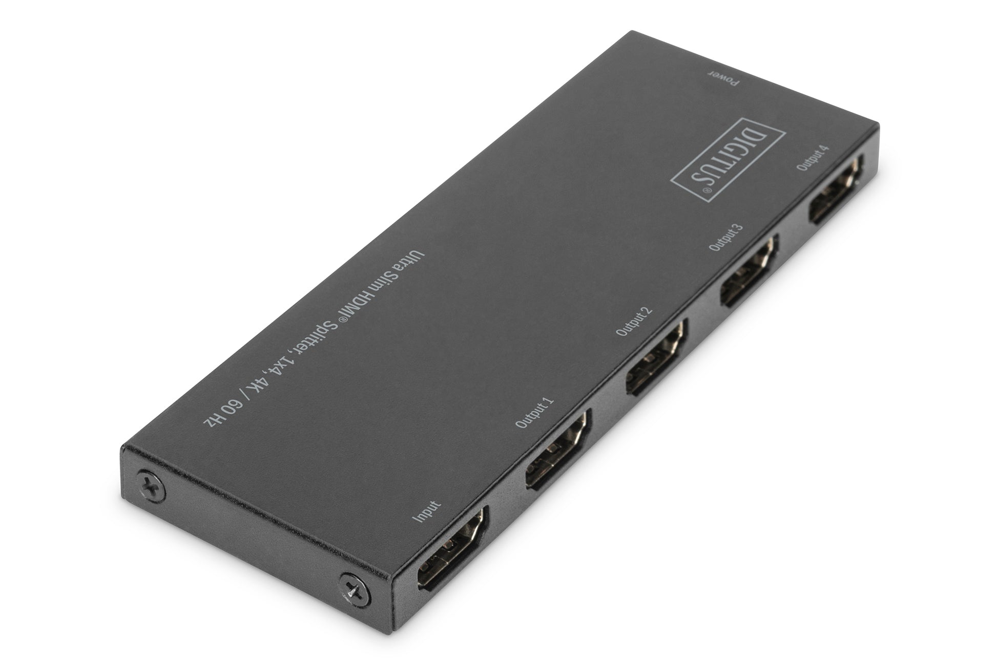Digitus Ultra Slim – HDMI-Splitter 1×4 – 4K UHD, 60 Hz, HDMI 1.4 – Schwarz, Metallgehäuse