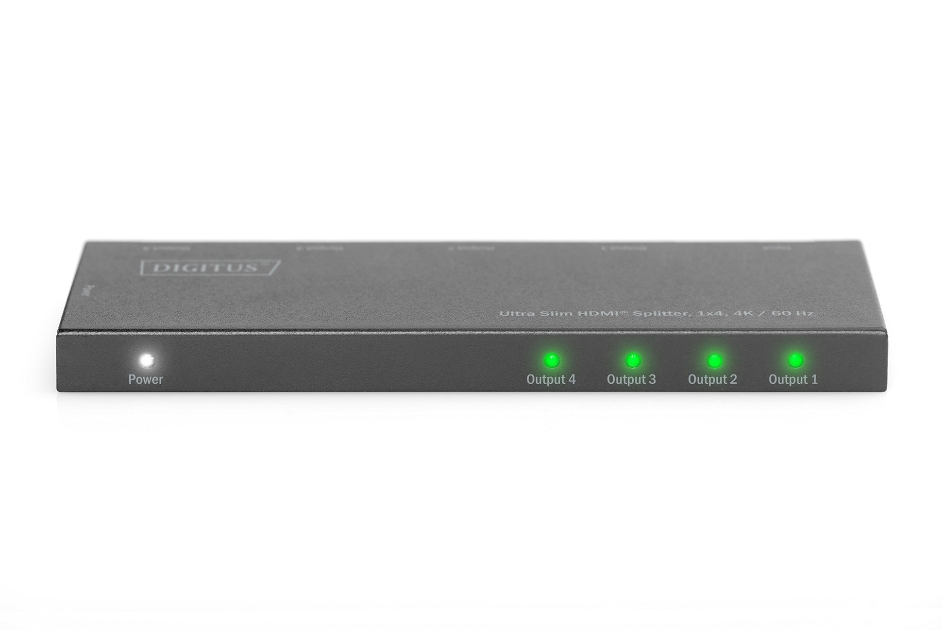 Digitus Ultra Slim – HDMI-Splitter 1×4 – 4K UHD, 60 Hz, HDMI 1.4 – Schwarz, Metallgehäuse