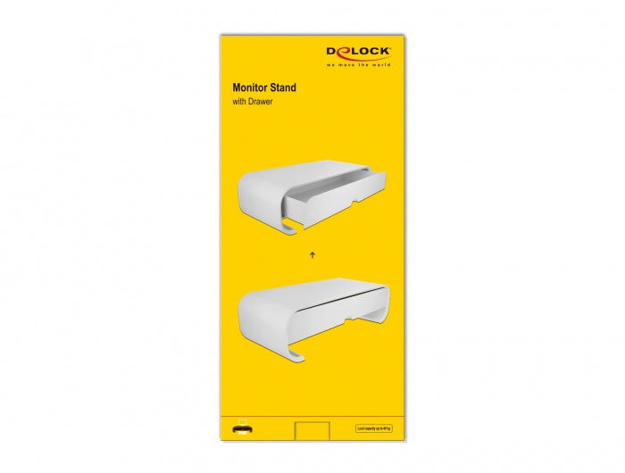 DeLOCK Monitor-Tischständer – freistehend – 1 Monitor – bis 40 kg/Monitor – mit Schublade – Weiss