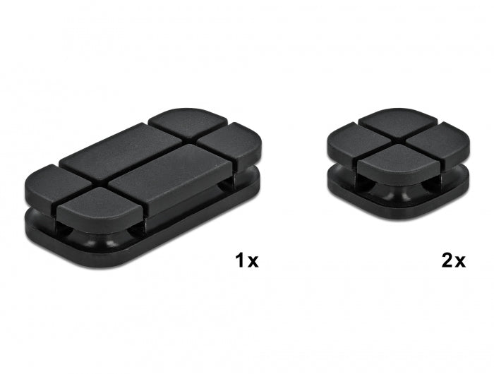 DeLOCK Kabelhalter, selbstklebend, Ø bis 5 mm, 3er-Pack – schwarz