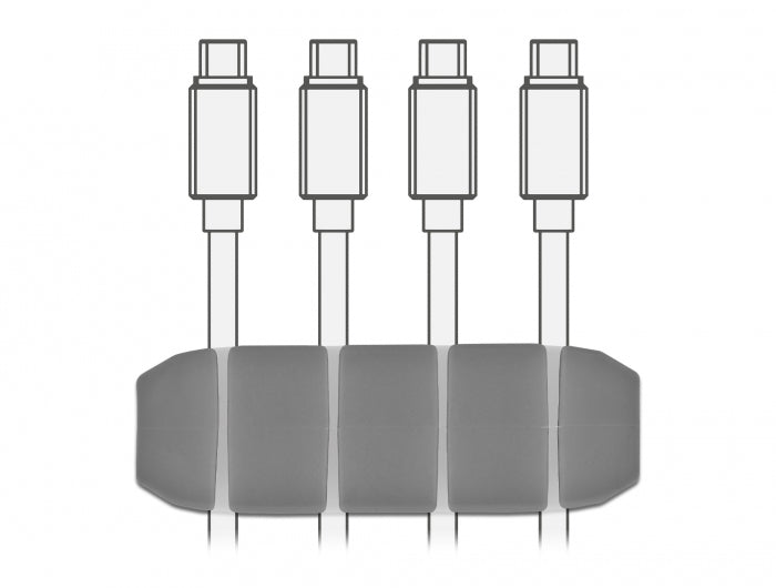 DeLOCK Kabelhalter, selbstklebend, 4 Durchführungen, für Kabel bis 6 mm – weiss