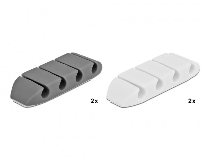 DeLOCK Kabelhalter, selbstklebend, 4 Durchführungen, für Kabel bis 6 mm – weiss