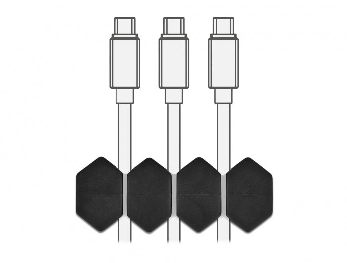 DeLOCK Kabelhalter, selbstklebend, 3 Durchführungen, für Kabel bis 6 mm, 6er-Pack – weiss