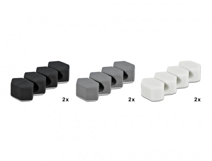 DeLOCK Kabelhalter, selbstklebend, 3 Durchführungen, für Kabel bis 6 mm, 6er-Pack – weiss
