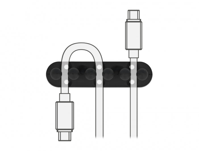 DeLOCK Kabelhalter, selbstklebend, schraubbar, Ø bis 5 mm, 6er-Pack – schwarz