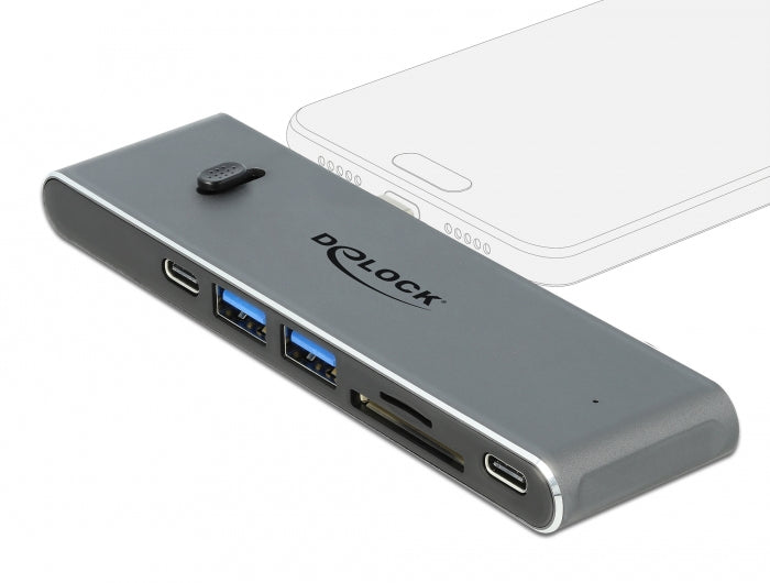 DeLOCK Dockingstation – USB-C, 1× HDMI, 2× USB-A, 2× USB-C, SD/microSD, für Windows/Mac/Android