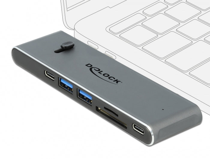 DeLOCK Dockingstation – USB-C, 1× HDMI, 2× USB-A, 2× USB-C, SD/microSD, für Windows/Mac/Android