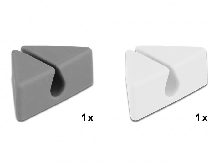 DeLOCK Kabelhalter, selbstklebend, Ø bis 6 mm, 2 Stk. – Weiss/Grau