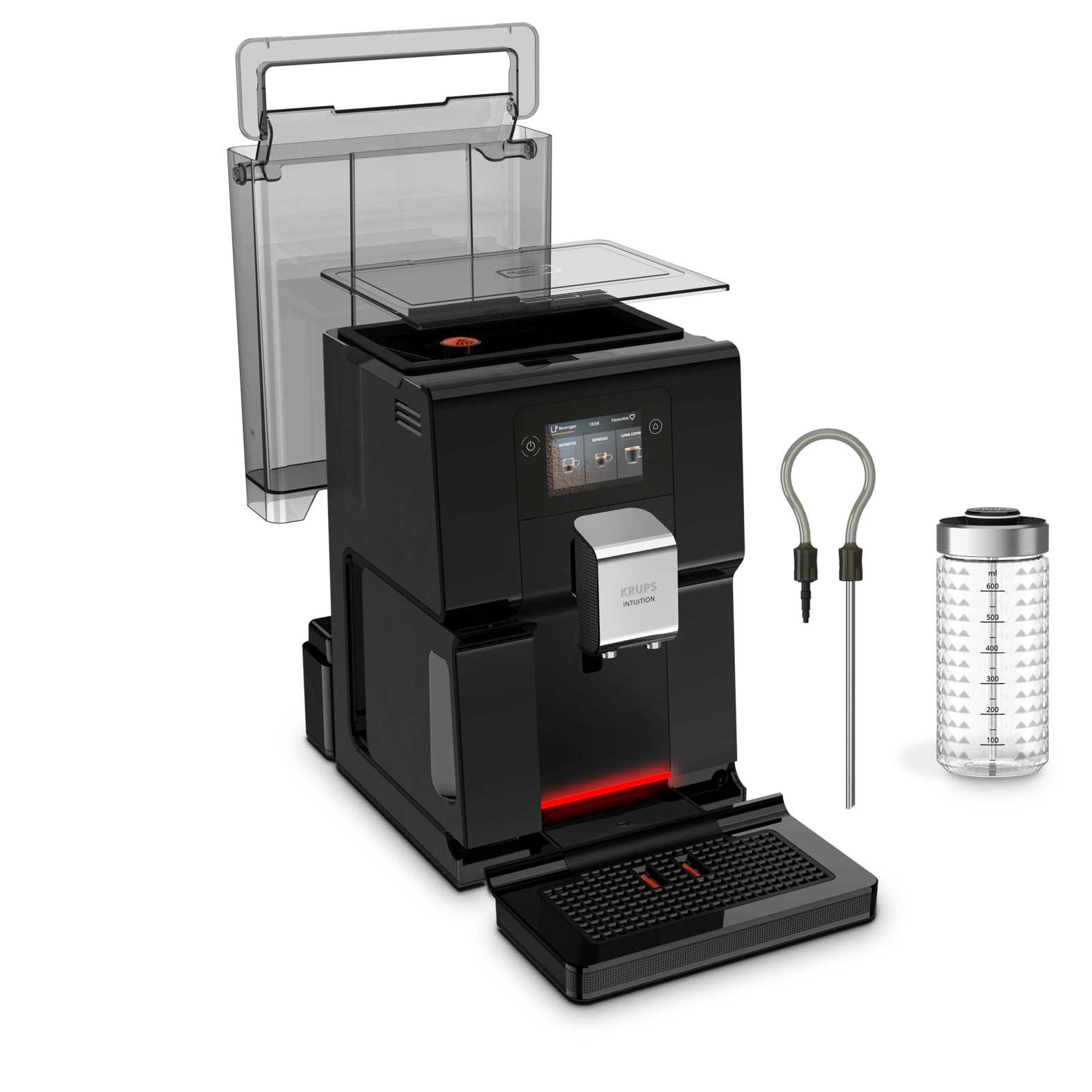 Krups EA873810 Kaffeevollautomat – 3 l, One Touch Cappuccino-System, schwarz, 40,5 × 36,5 × 24,5 cm