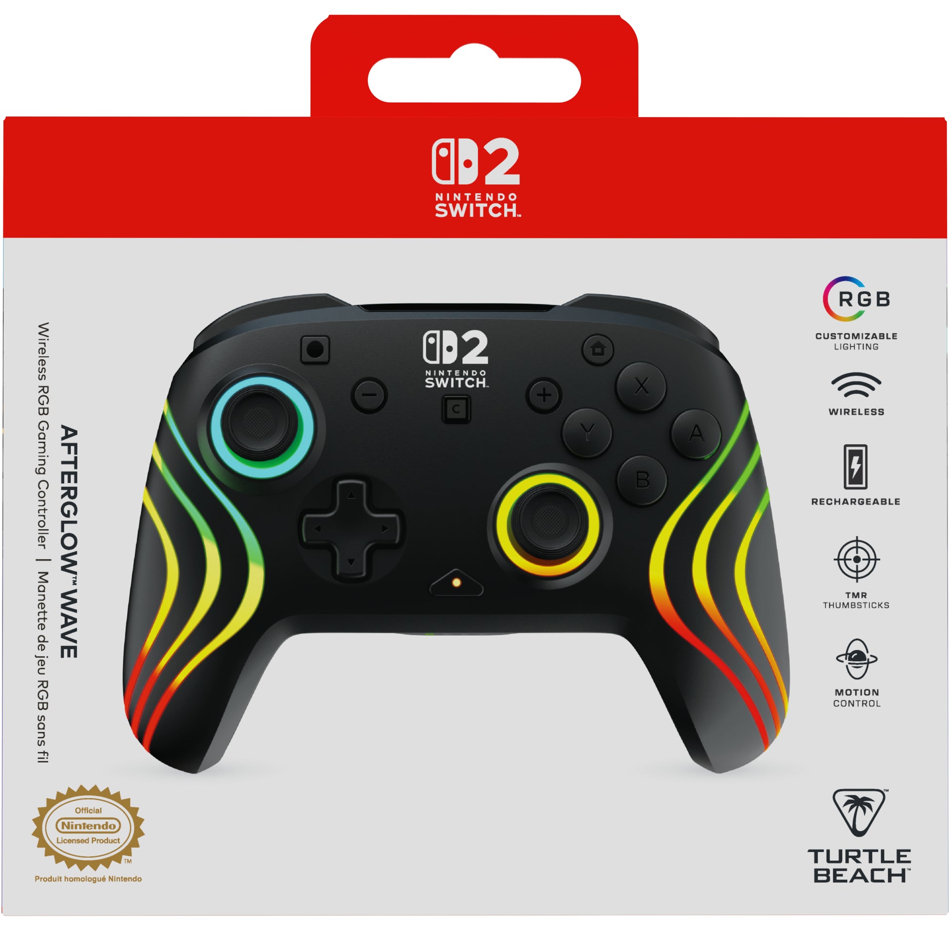 Turtle Beach Afterglow Wave – Gamepad – USB + Bluetooth, RGB, 20-h Akkulaufzeit, für Nintendo Switch, Schwarz