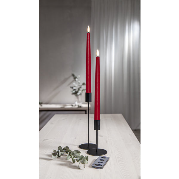 Star Trading LED Dinnerkerze – 28,5 cm – Timer 6 Std. an/18 Std. aus – 2-teilig, rot