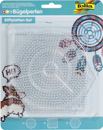 Folia Bügelperlen Stifteplatten – 3 Stück – transparent