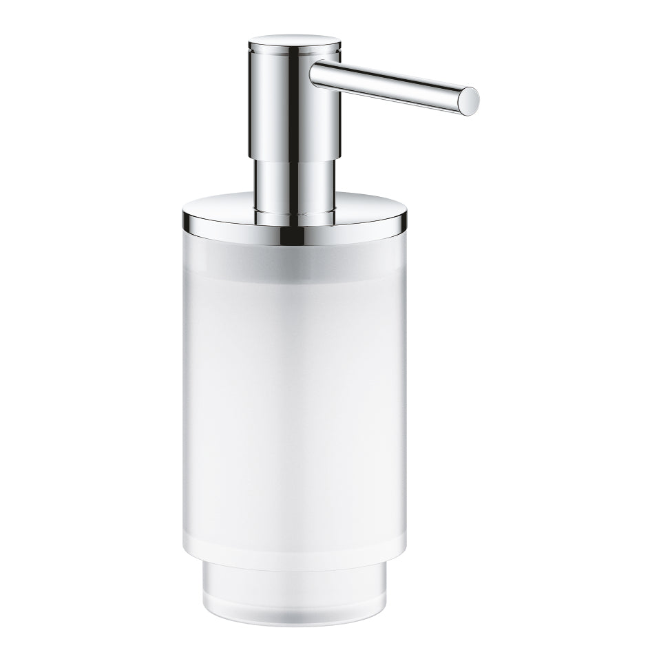 GROHE Selection – Seifenspender, manuell, 130 ml, Wandmontage, Glas, Metall, Chrom, B 145 × H 75 × T 190 mm