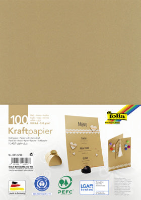Folia Kraftpapier – A4, 120 g/m2, 100 Blatt, mehrfarbig