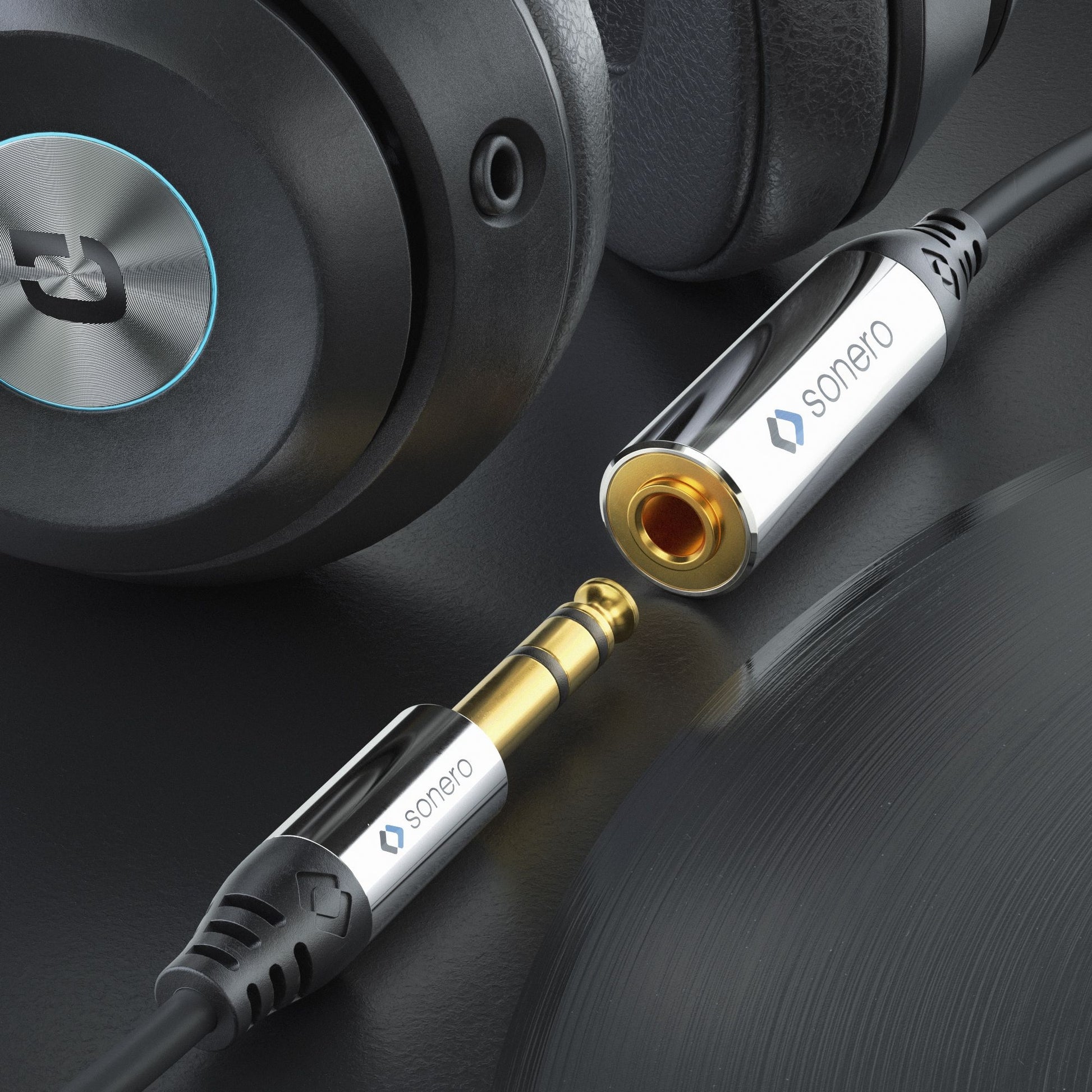 Sonero 3,5 mm auf 6,3 mm Adapterkabel – Stecker zu Stecker – 0,25 m, vergoldete Stecker