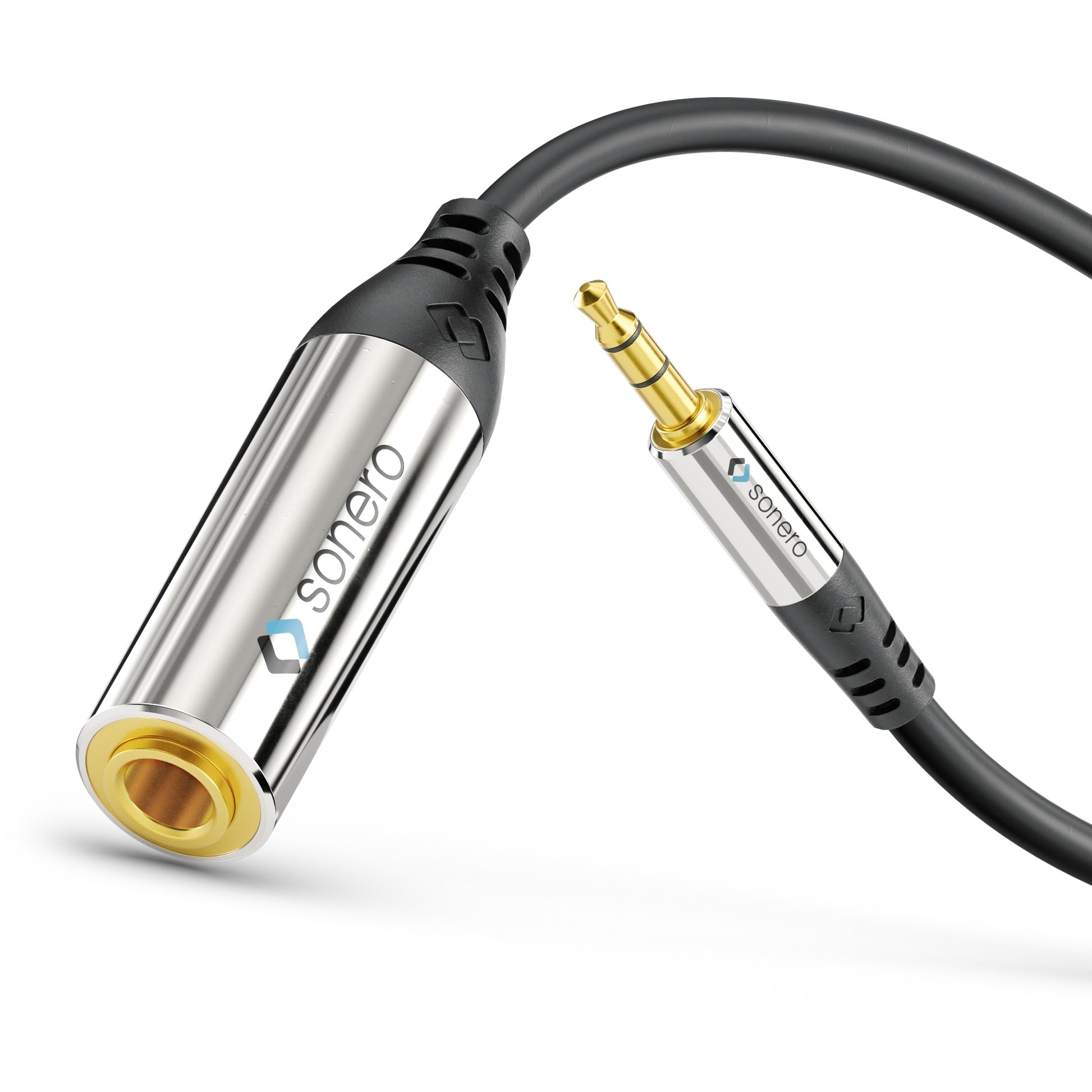 Sonero 3,5 mm auf 6,3 mm Adapterkabel – Stecker zu Stecker – 0,25 m, vergoldete Stecker