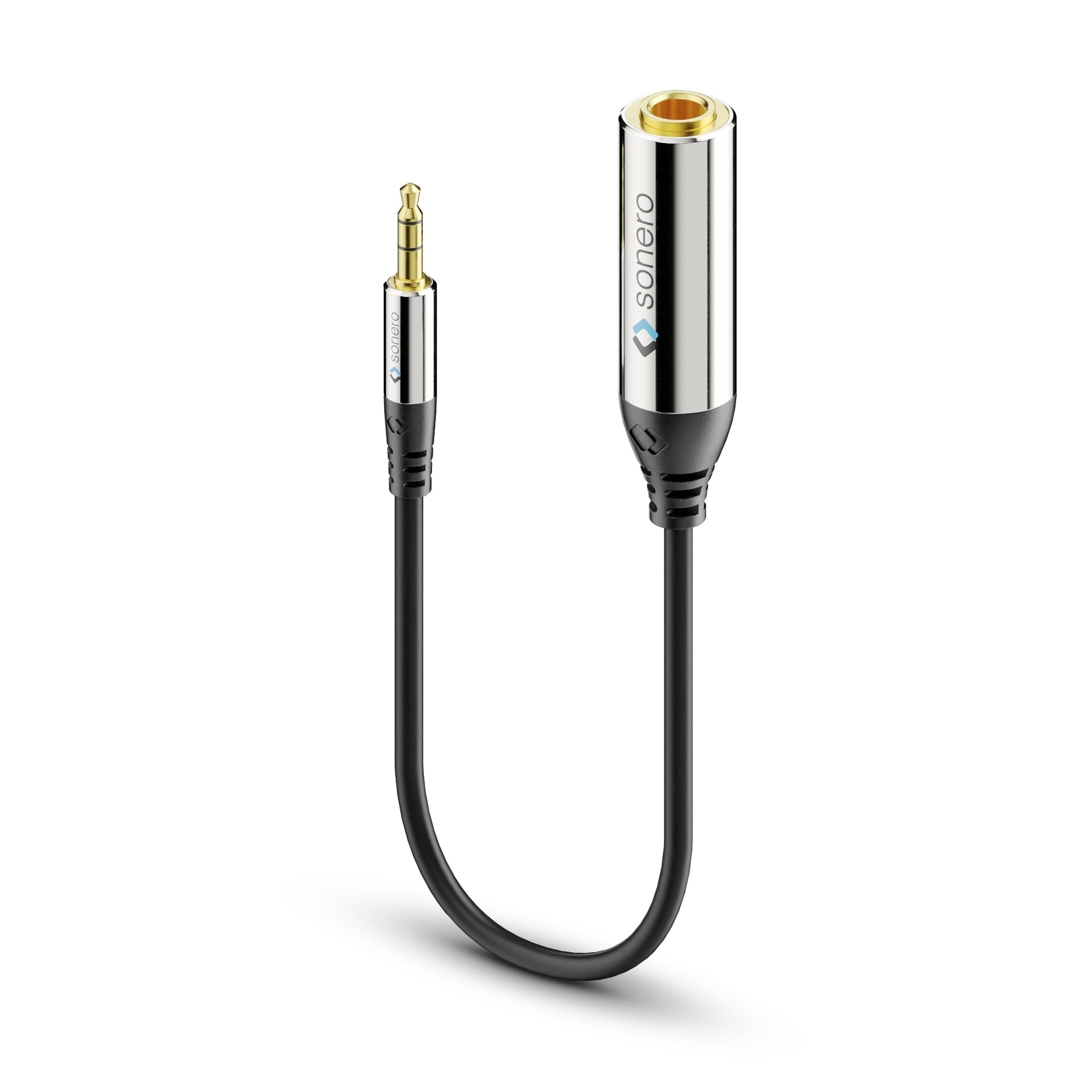 Sonero 3,5 mm auf 6,3 mm Adapterkabel – Stecker zu Stecker – 0,25 m, vergoldete Stecker