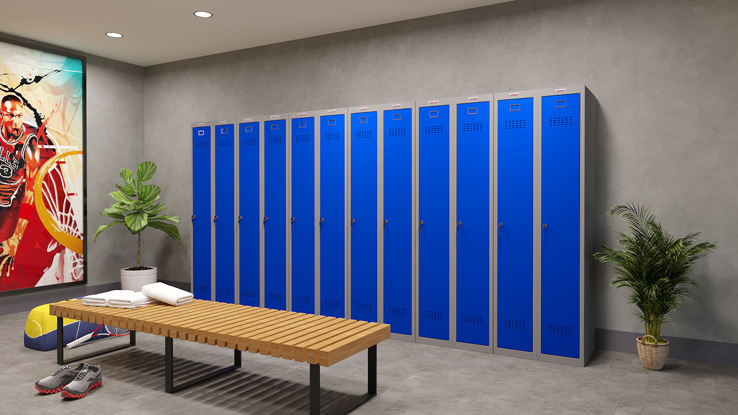 Phoenix Safe Co. Phoenix PL1130GBK – Spind, abschliessbar, Stahl, 300 × 500 × 1'830 mm, blau, grau