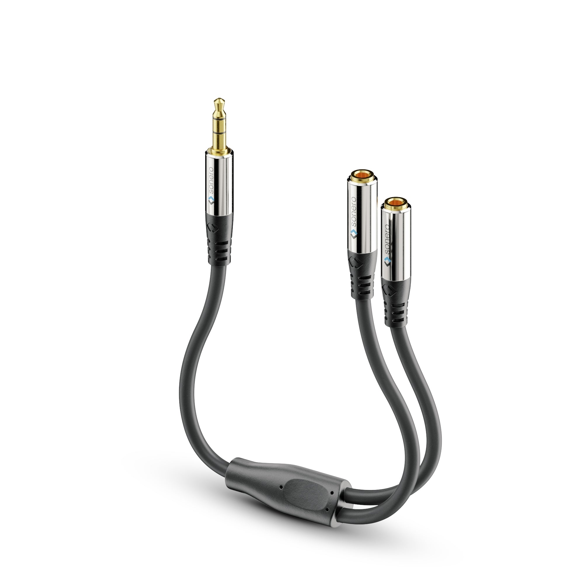 Sonero 3,5 mm Splitterkabel – 3,5 mm Klinkenstecker zu 2× 3,5 mm Klinkenbuchsen – 0,25 m, vergoldete Stecker