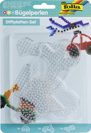 Folia Bügelperlen Stifteplatten – 3 Stück – transparent