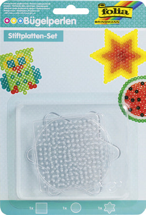 Folia Bügelperlen Stifteplatten – 3 Stück – transparent