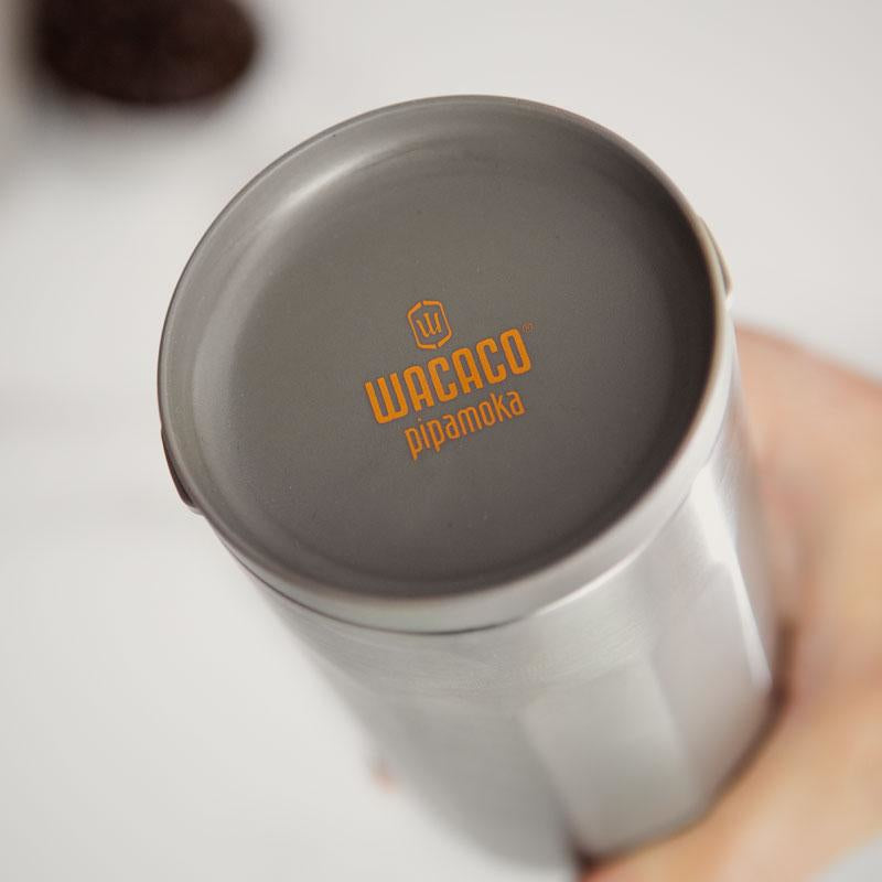 Wacaco Pipamoka Pipa French Press / Kaffeebereiter – 0,3 l, 1 Tasse, Edelstahl/Orange, 7,3 × 18,2 × 7,3 cm